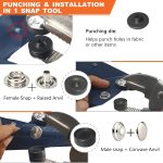 Heavy Duty Snap Fasteners Kit, Snap Fastener Pliers for Metal Snaps Installation on Boat Cover/Canvas/Carpet/Leather, Snap Fastener Tool with Screw Snap& Stainless Steel 15mm Marine Snaps-by MinliGUY - Image 7